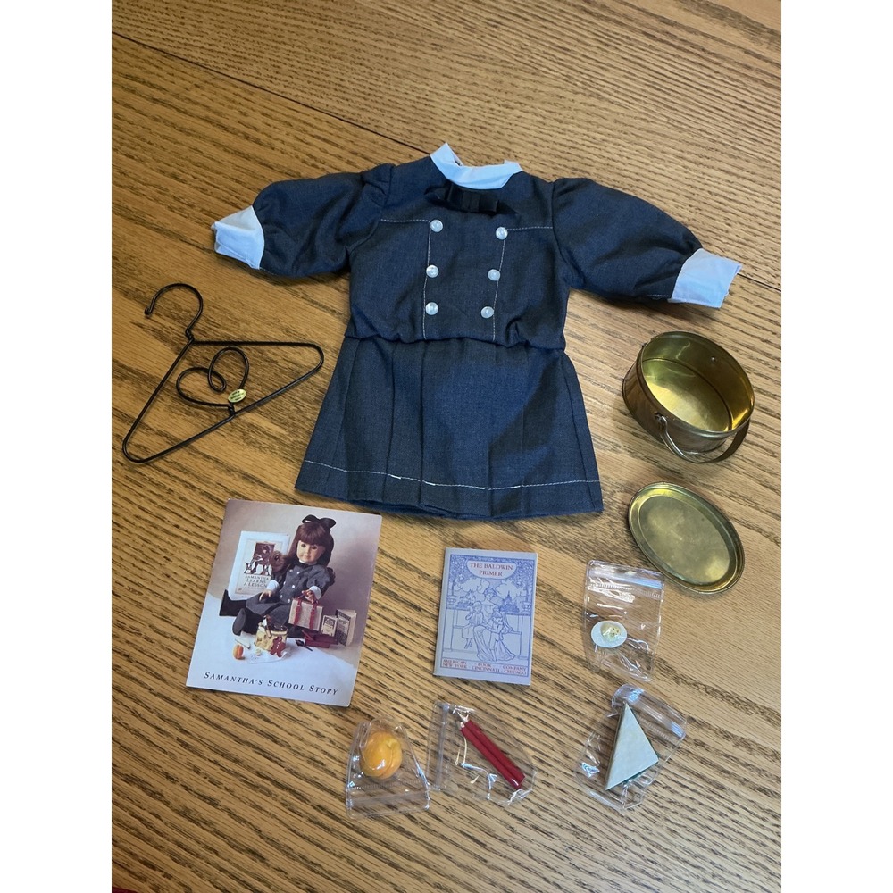 American Girl Samantha School Outfit Buster Brown Dress Lunch Tin Pleasant Co
